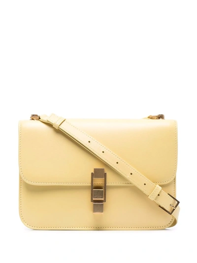 Saint Laurent Yellow Carré Leather Cross Body Bag In Paille