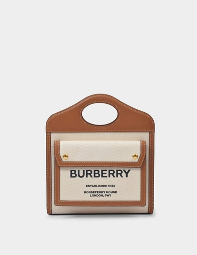 Burberry Ll Mn Pocket Ll6 Handbag -  - Multi - Cotton In Beige