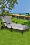 Linum Home Textiles 100% Turkish Cotton Palm Tree Embroidered Standard Size Chaise Lounge Cover In Grey