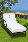 Linum Home Textiles 100% Turkish Cotton Palm Tree Embroidered Standard Size Chaise Lounge Cover In White
