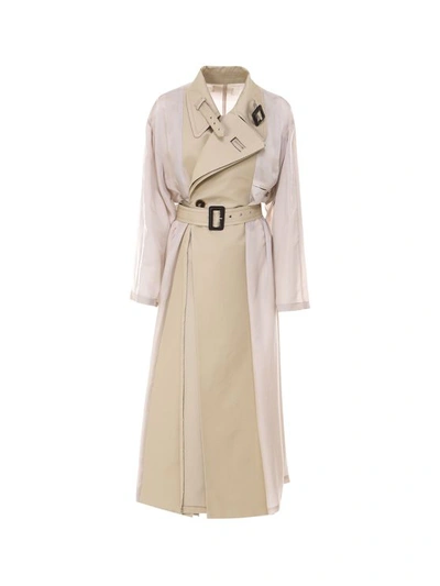 Maison Margiela Two-tone Double-breasted Trench Coat In Beige