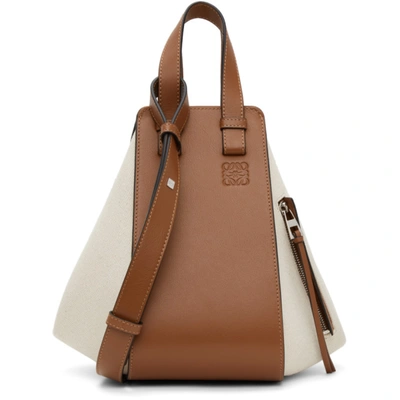 Loewe Hammock Small Canvas And Leather Tote Bag In Ecru