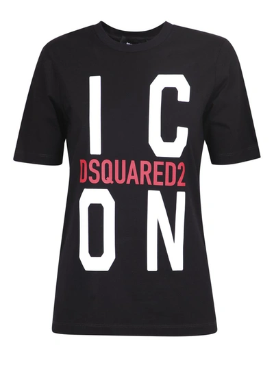 Dsquared2 Vert Icon Cotton Jersey T-shirt In Black