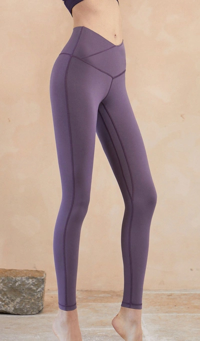 Visual Mood Anika V-cut Yoga Pants In Light Purple