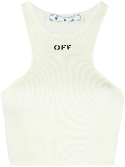 Off-white Logo-print Crop Top In Green