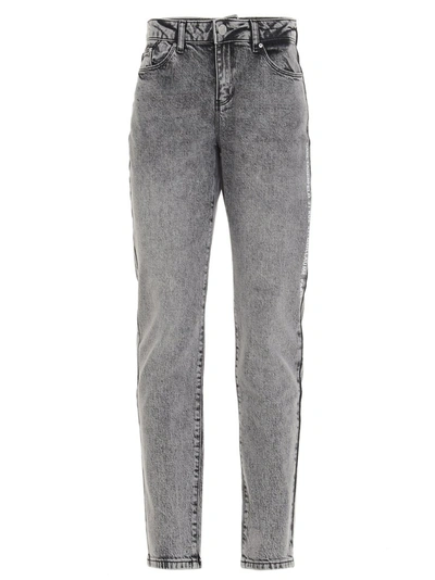 Karl Lagerfeld Logo Print Girlfriend Jeans In Grey