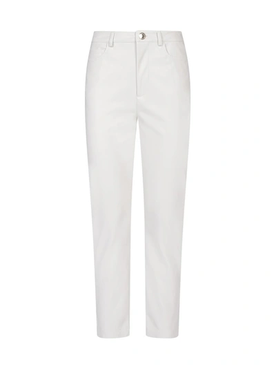 Pinko Susan Straight-leg High-rise Faux-leather Trousers In White