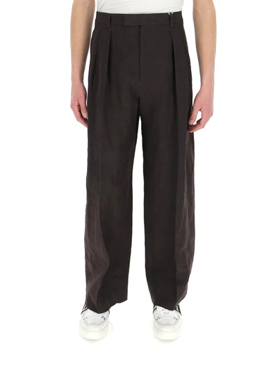Valentino Darted Wide Leg Pants In Brown