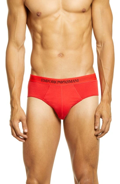 Emporio Armani 3-pack Cotton Briefs In Red/ White/ Black