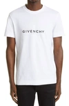 Givenchy White Crewneck T-shirt With Logo Print In Cotton Man In White