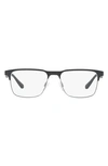 Emporio Armani 53mm Semirimless Square Optical Glasses In Matte Black