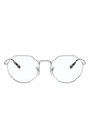 Ray Ban Unisex Jack 49mm Hexagonal Optical Glasses In Silver