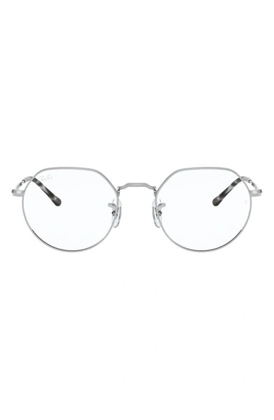 Ray Ban Unisex Jack 49mm Hexagonal Optical Glasses In Silver