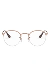 Ray Ban 48mm Round Blue Light Blocking Filtering Glasses In Copper