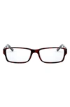 Ray Ban 54mm Rectangular Blue Light Blocking Glasses In Red Havana