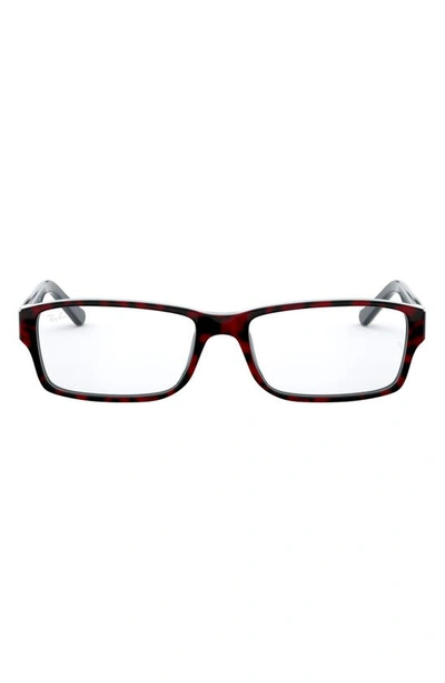 Ray Ban 54mm Rectangular Blue Light Blocking Glasses In Red Havana
