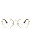 Ray Ban Unisex 48mm Hexagonal Optical Glasses In Gold