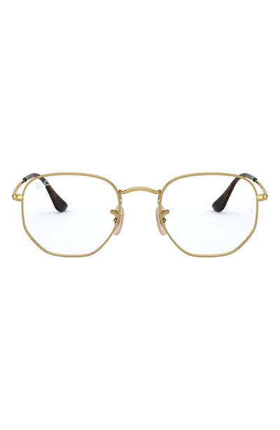Ray Ban Unisex 48mm Hexagonal Optical Glasses In Gold