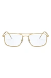 Ray Ban 55mm Square Blue Light Blocking Glasses In Gold