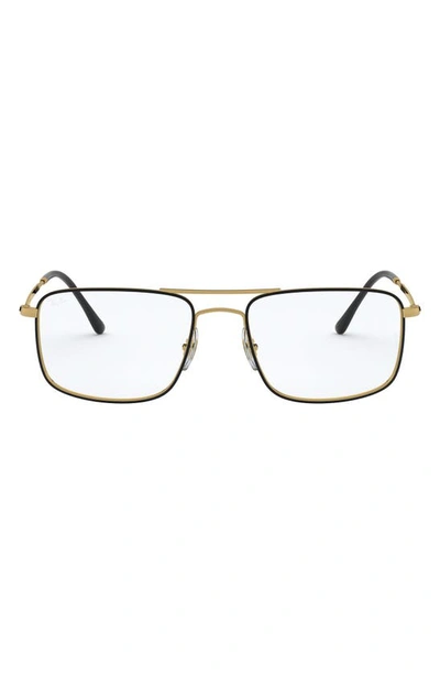 Ray Ban 55mm Square Blue Light Blocking Glasses In Black Gold