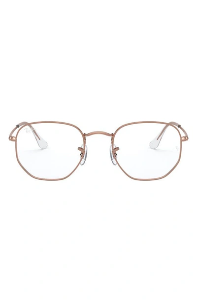 Ray Ban Unisex 48mm Hexagonal Optical Glasses In Rose Gold