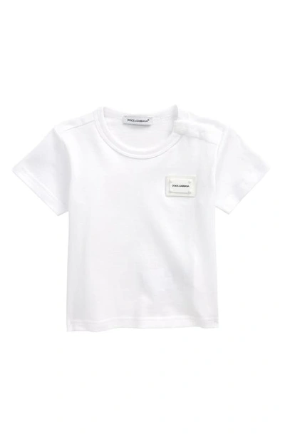Dolce & Gabbana Kids' Logo Plate T-shirt In Bianco Ottico