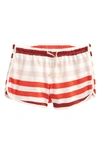 Nordstrom Kids' Dolphin Hem Cotton Shorts In Ivory Egret- Red Stripe