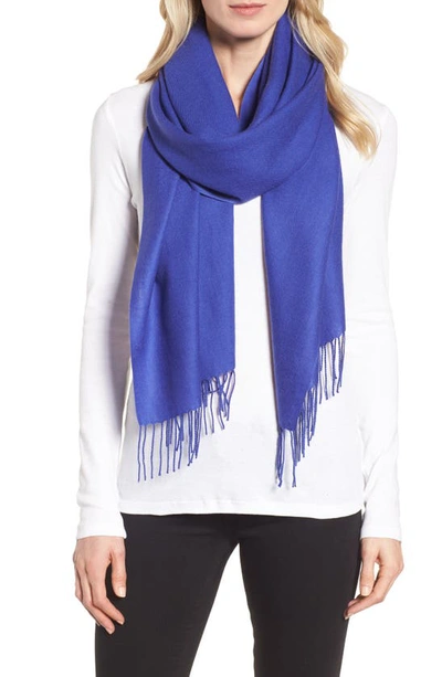Nordstrom Tissue Weight Wool & Cashmere Scarf In Blue Clematis