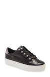 Kurt Geiger Liviah Platform Sneaker In Black Croco Print Leather