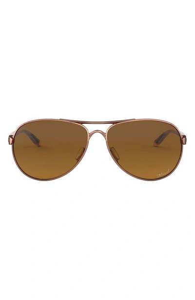 Oakley 59mm Polarized Aviator Sunglasses In Gold/ Pink Gradient