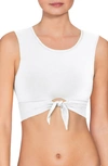 Robin Piccone Ava Longline Knot Front Bikini Top In White