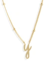 Argento Vivo Sterling Silver Rondelle Script Initial Pendant Necklace In Gold Y