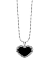 Lagos Sterling Silver Maya Onyx Inlay Heart Pendant Necklace, 34 In Black