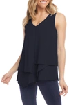 Karen Kane V-neck Layered Asymmetrical Tank In Black