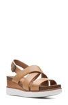 Clarksr Lizby Cross Strap Platform Wedge Sandal In Sand Leather