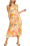 Billabong Juniors' Twist It Printed Midi Dress In Coral Sands