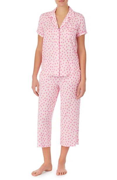 Kate Spade Print Jersey Crop Pajamas In Pink Multi