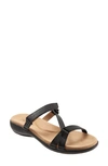 Trotters Womens Strappy Slide Sandals In Black Leather