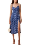 Reformation Womens Moray Crimini Polka-dot-print Woven Midi Dress 4 In Moray