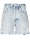 Agolde Distressed Denim Shorts In Blue