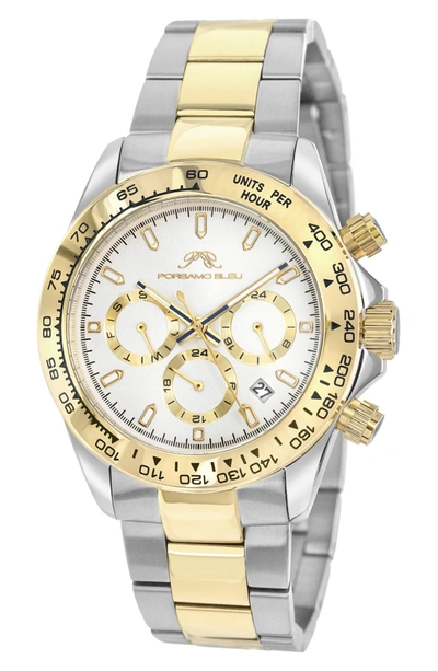 Porsamo Bleu Preston Multi-function Dial Two-tone Stainless Steel Bracelet Watch, 41mm In Gold