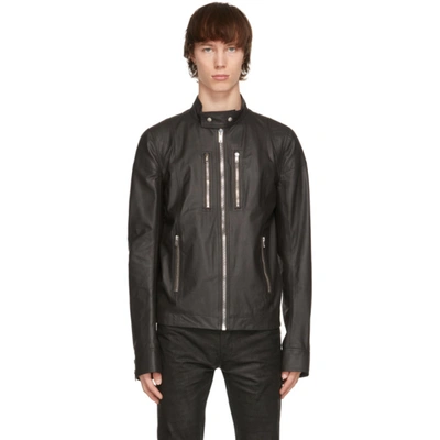 Rick Owens Motor Racer Leather Jacket In Black