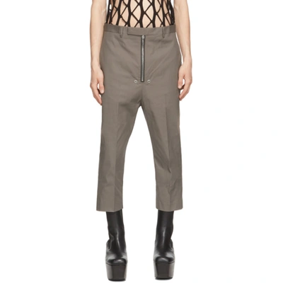 Rick Owens Grey Bela Cropped Trousers In 34 Dust