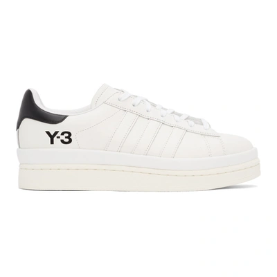 Y-3 Mix Media Leather Low-top Sneakers In White,black