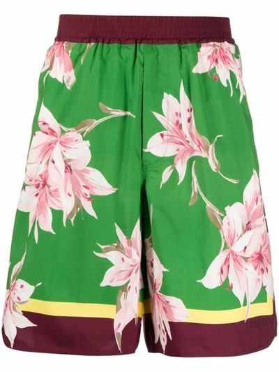 Valentino Multicolor Bermuda Shorts With Floral Print In Multicolour