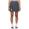 THOM BROWNE BLUE TWEED SMALL HAIRLINE CHECK MINISKIRT