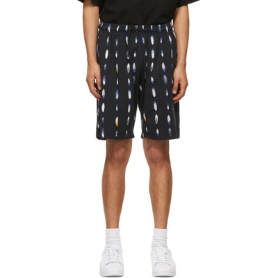 Marcelo Burlon County Of Milan Marcelo Burlon Feather-print Swim Shorts In Black