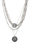 SAACHI SILVER PLATED COIN LAYERED CHAIN NECKLACE,850000319134