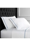 Melange King 600 Thread Count Cotton 2 Stripe Embroidered Sheet 4-piece Set In Blue
