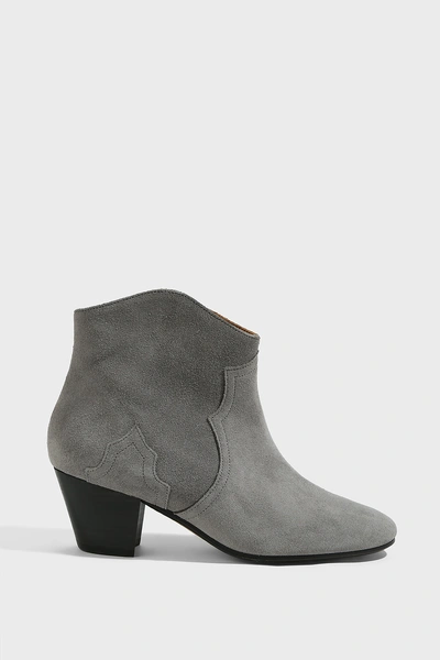 Isabel Marant Dicker Ankle Suede Boots In Grey